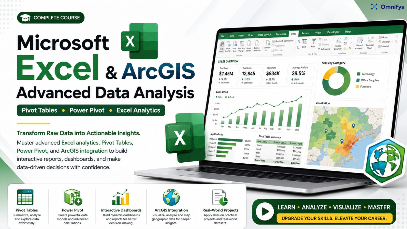 Advance Excel & Arc GIS Data Analysis (Pivot / Power Pivot)